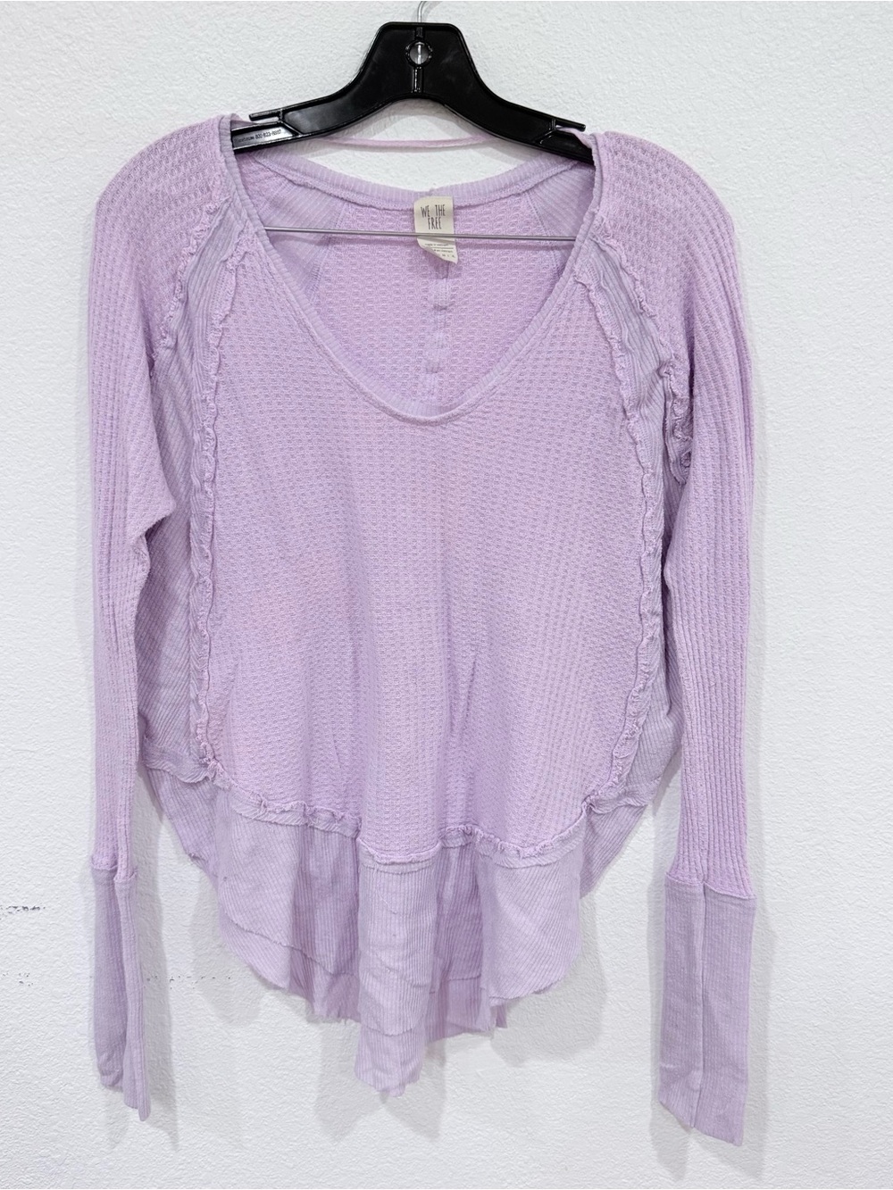 We The Free Free People thermal waffle knit long sleeve top size x-small purple